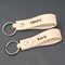 10 Pack Natural Leather Keyring-Keychain-Key Fob–Hardware Included-Decorating Ready for Laser or Machine Engraving, Stamping, Painting